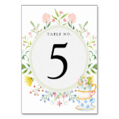 Whimsical Wildblume Tee Party Tischnummer (Rückseite)