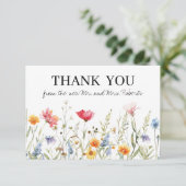 Whimsical Wildblume Wedding Danke Karte (Stehend Vorderseite)