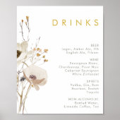 Whimsical Wildblume Wedding Drinks Menü Signatur Poster (Vorne)