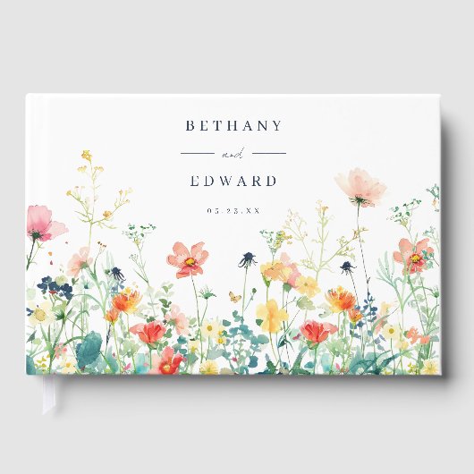Whimsical Wildblume Wedding Guest Book Gästebuch (Vorderseite)