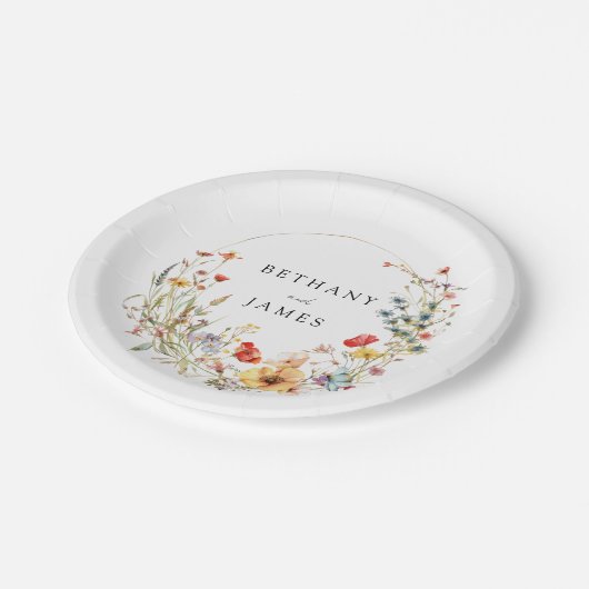 Whimsical Wildblume Wedding Paper Teller (Schrägansicht)