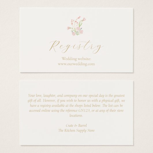 Whimsical Wildblume Wedding Registry Enclosure (Vorne & Hinten)