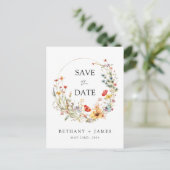 Whimsical Wildblume Wedding Save the Date Einladungspostkarte (Stehend Vorderseite)