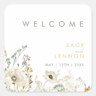 Whimsical Wildblume Wedding Welcome Sticker