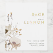 Whimsical Wildblume Wedding Wine Label Weinetikett (Einzelnes Label)