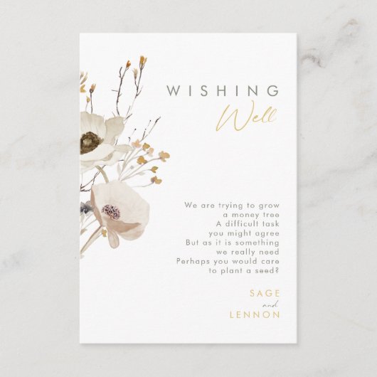 Whimsical Wildblume Wedding Wishing Well Card Begleitkarte (Vorderseite)