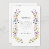 Whimsical Wildblume Wreath Foto Hochzeit Dankeskarte (Vorne/Hinten)