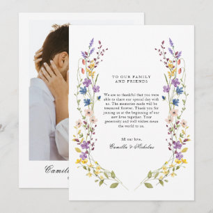 Whimsical Wildblume Wreath Foto Hochzeit Dankeskarte
