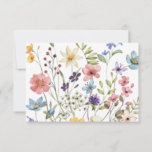 Whimsical Wildblumen Eleganter Garten Hochzeit RSVP Karte (Rückseite)