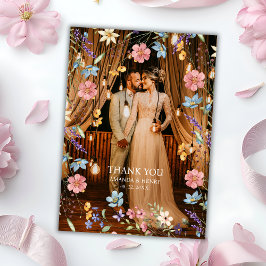 Whimsical Wildblumen Foto Garden Wedding Dankeskarte
