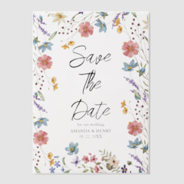 Whimsical Wildblumen Garden Wedding Save the Date Pergament Einladungen