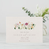 Whimsical Wildblumen Hochzeit Save The Date (Stehend Vorderseite)