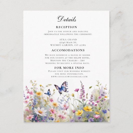 Whimsical Wildblumen Meadows Details Begleitkarte (Vorderseite)
