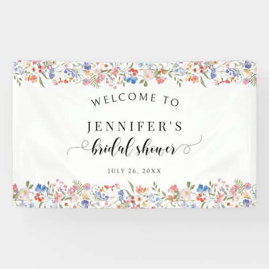 Whimsical Wildflower Bloom Bridal Shower Welcome Banner (Horizontal)