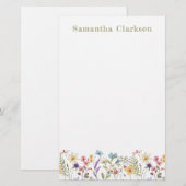 Whimsical Wildflower Bloom Colorful Spring Garden Briefpapier (Vorne/Hinten)