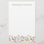 Whimsical Wildflower Bloom Colorful Spring Garden Briefpapier (Vorderseite)