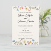 Whimsical Wildflower & Butterfly Wedding Einladung (Stehend Vorderseite)