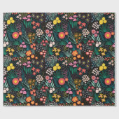 Whimsical Wildflower Dark Garden Folk Print Geschenkpapier (Flach)