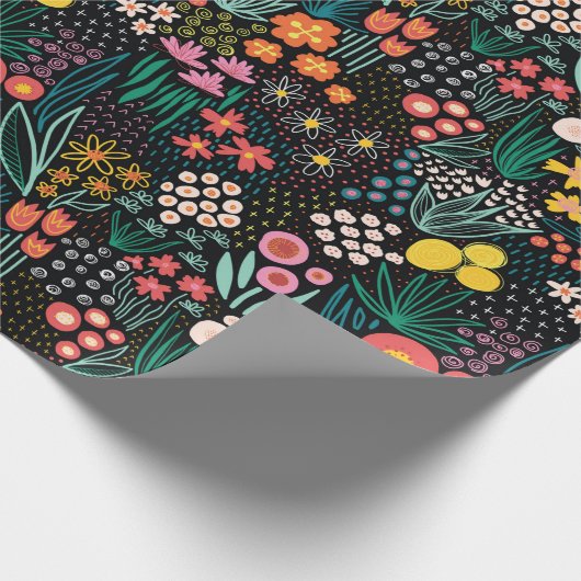 Whimsical Wildflower Dark Garden Folk Print Geschenkpapier (Ecke)