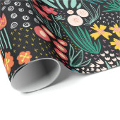 Whimsical Wildflower Dark Garden Folk Print Geschenkpapier (Rolleneckpunkt)