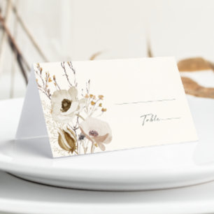 Whimsical Wildflower   Elfenbein & Salbei gefaltet Platzkarte
