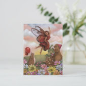 Whimsical Wildflower Fairy Goodbye Animal Friends Postkarte (Stehend Vorderseite)