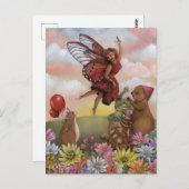 Whimsical Wildflower Fairy Goodbye Animal Friends Postkarte (Vorne/Hinten)