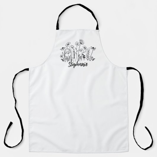 Whimsical Wildflower Line Art Schürze (Vorderseite)