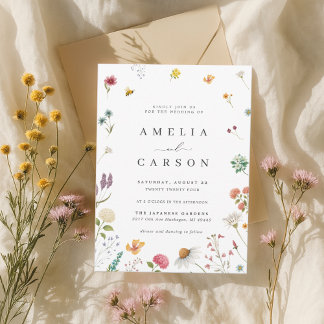 Whimsical Wildflower Meadow Wedding Invitation Einladung