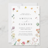 Whimsical Wildflower Meadow Wedding Invitation Einladung (Vorderseite)