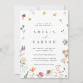 Whimsical Wildflower Meadow Wedding Invitation Einladung (Vorderseite)