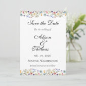 Whimsical Wildflower Meadow Wedding Save The Date (Stehend Vorderseite)