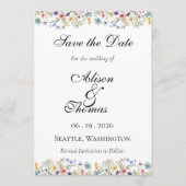 Whimsical Wildflower Meadow Wedding Save The Date (Vorderseite)