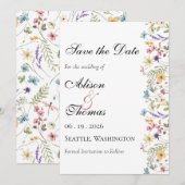 Whimsical Wildflower Meadow Wedding Save The Date (Vorne/Hinten)