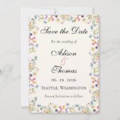 Whimsical Wildflower Meadow Wedding Save The Date (Vorderseite)