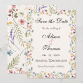 Whimsical Wildflower Meadow Wedding Save The Date (Vorne/Hinten)