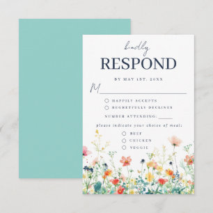 Whimsical Wildflower Menüwahl RSVP-Karte RSVP Karte