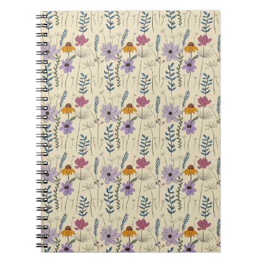 Whimsical Wildflower Seamless Pattern Notizblock (Vorderseite)