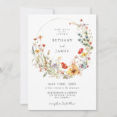 Whimsical Wildflower Wedding Invitation Einladung (Vorderseite)