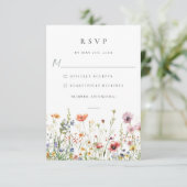 Whimsical Wildflower Wedding RSVP Card Karte (Stehend Vorderseite)