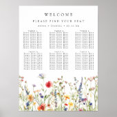 Whimsical Wildflower Wedding Seating Chart Poster (Vorne)