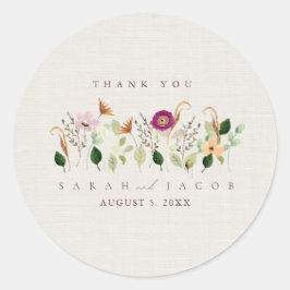 Whimsical Wildflowers Garden Wedding Runder Aufkleber