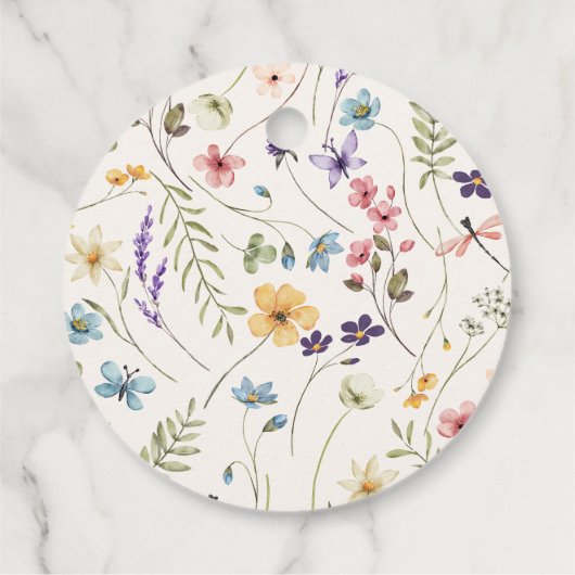 Whimsical Wildflowers Meadow Wedding Geschenkanhänger (Rückseite)