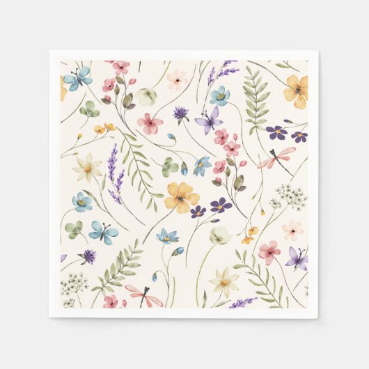 Whimsical Wildflowers Meadow Wedding  Serviette (Vorderseite)