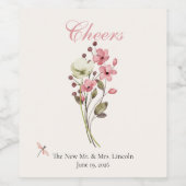 Whimsical Wildflowers Meadow Wedding Weinetikett (Einzelnes Label)