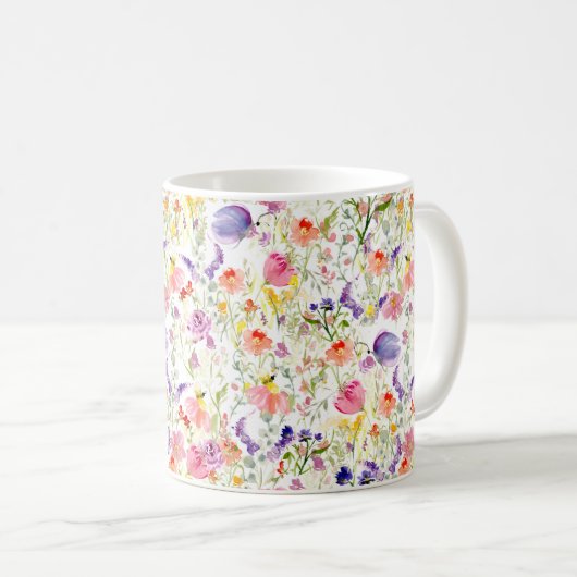 Whimsical Wildflowers | Watercolor Kaffeetasse (VorderseiteRechts)