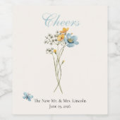 Whimsical Wildflowers Wiesenhochzeit Weinetikett (Einzelnes Label)