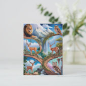 Whimsical Wildlife Fantasy Intricentive Miniatur Postkarte (Stehend Vorderseite)