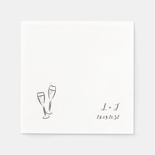 Whimsical Wine Brillen Maßgeschneiderte Initialen  Serviette (Vorderseite)