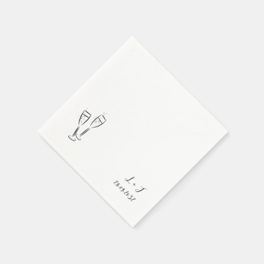 Whimsical Wine Brillen Maßgeschneiderte Initialen  Serviette (Ecke)